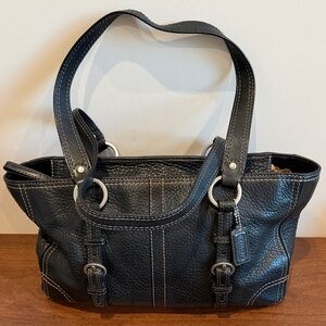 Coach Black Leather Tote Bag